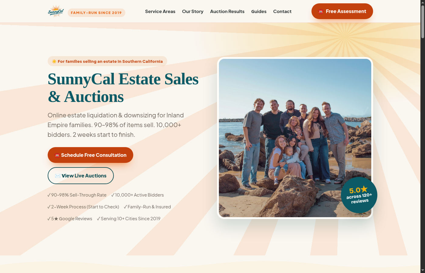 SunnyCal Estate Sales homepage